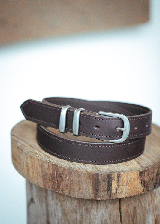 Solid Leather Men's Belt - Handmade in Australia - Brass Buckle