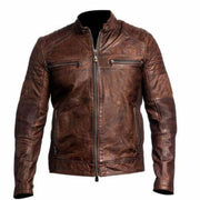 Motorcycle Vintage Biker Genuine Real Leather Jacket