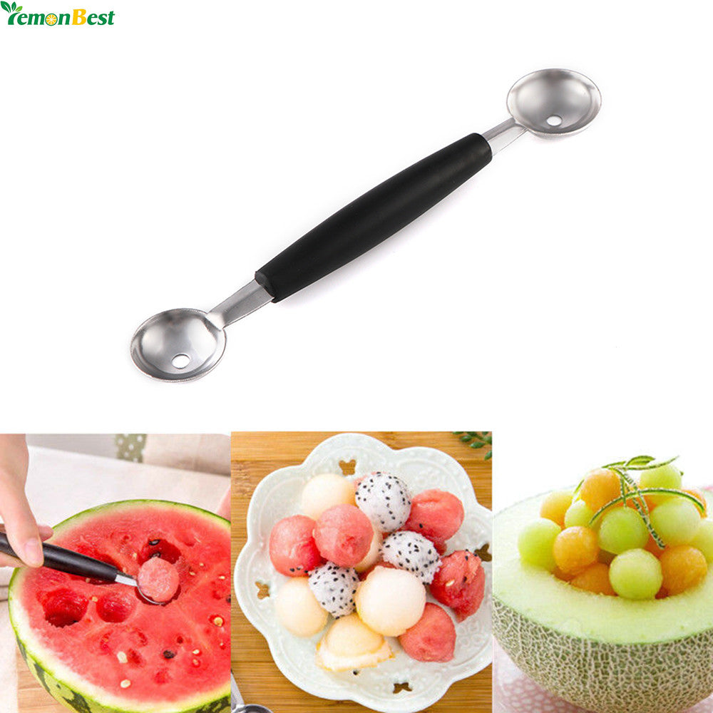 Dual Double-end Melon Baller Scoop Stalinless Steel Fruit Spoon Ice Cream Dessert Sorbet Kitchenware Cook Tool
