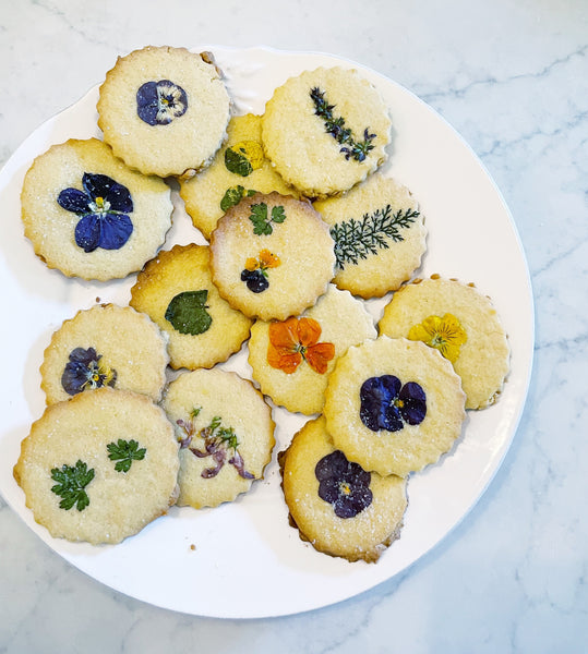 plate of flower cookies