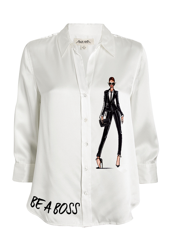 white satin button down blouse