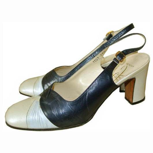 pearl leather 1960s slingback shoes 