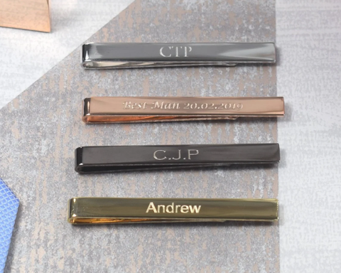 Men's Personalized Tie Bar - 7th Anniversary Gift - Copper Tie Clip - Gift  for Him - Nu Gold Tie Bar - Monogram - Groomsmen Gift