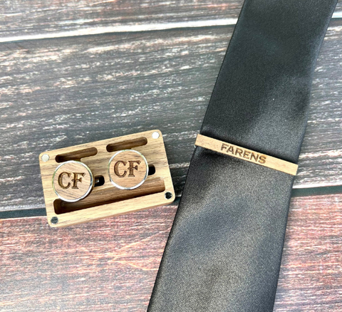 Personalized Cufflink And Tie Bar Set