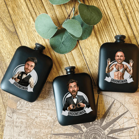 Personalized Groomsmen Grins Flask