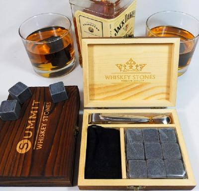 Whiskey Stones Gift Set for Men & Women Rustic Wood Crate