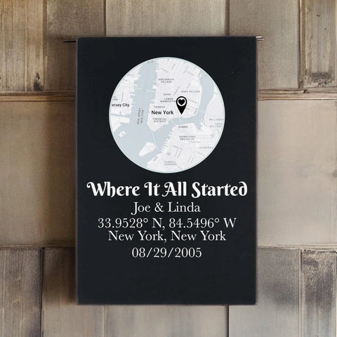 Where We Met Map Sign