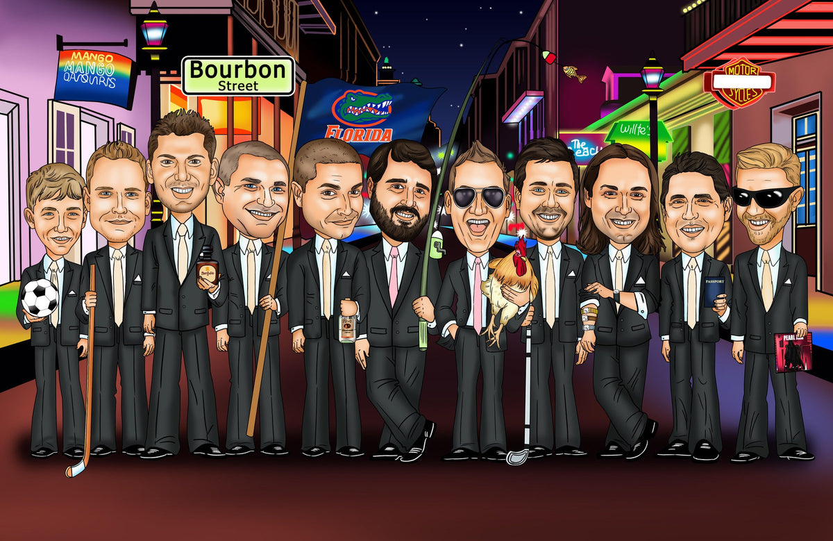 Groomsmen Group Caricature | One of the Best Groomsmen Gift Ideas Ever