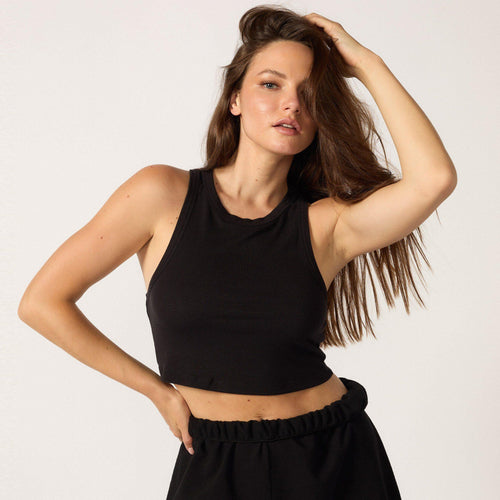 Jamaria Bralette Top in Rib Black