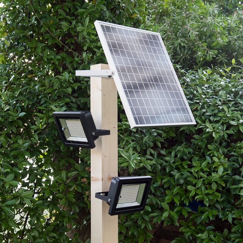 Spot solaire 100W, 2 lampes d'extérieur