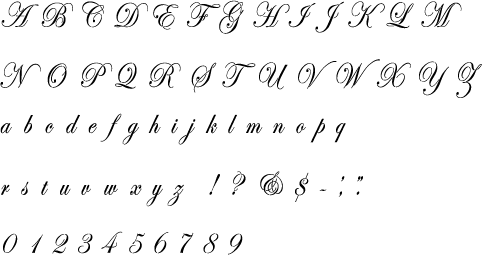 Edwardian Script complete alphabet letter and number stencil. – Stencil ...