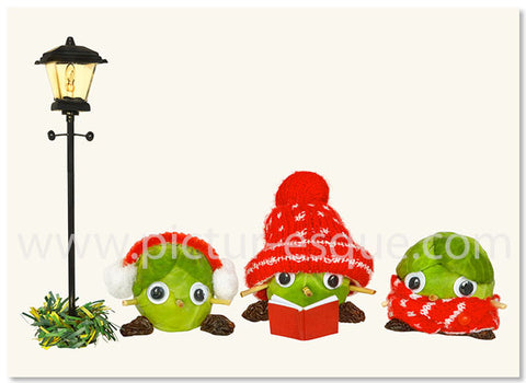 Carol Singing Sprout Christmas Card by Charlotte Gale