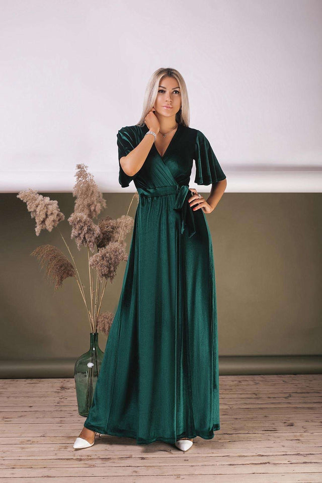 green dress velvet