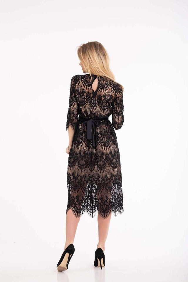 sheer lace midi dress