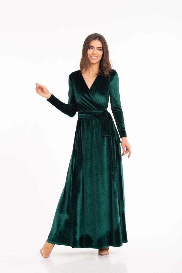 emerald velvet bridesmaid dress