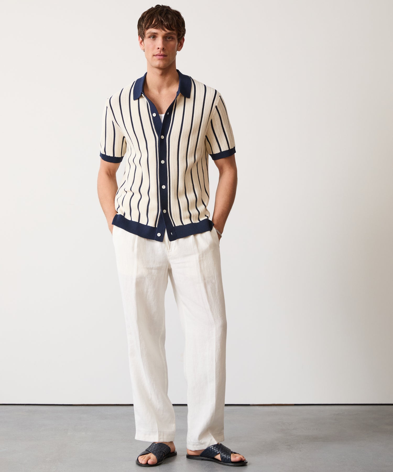 Irish Linen Relaxed Leisure Pant in White