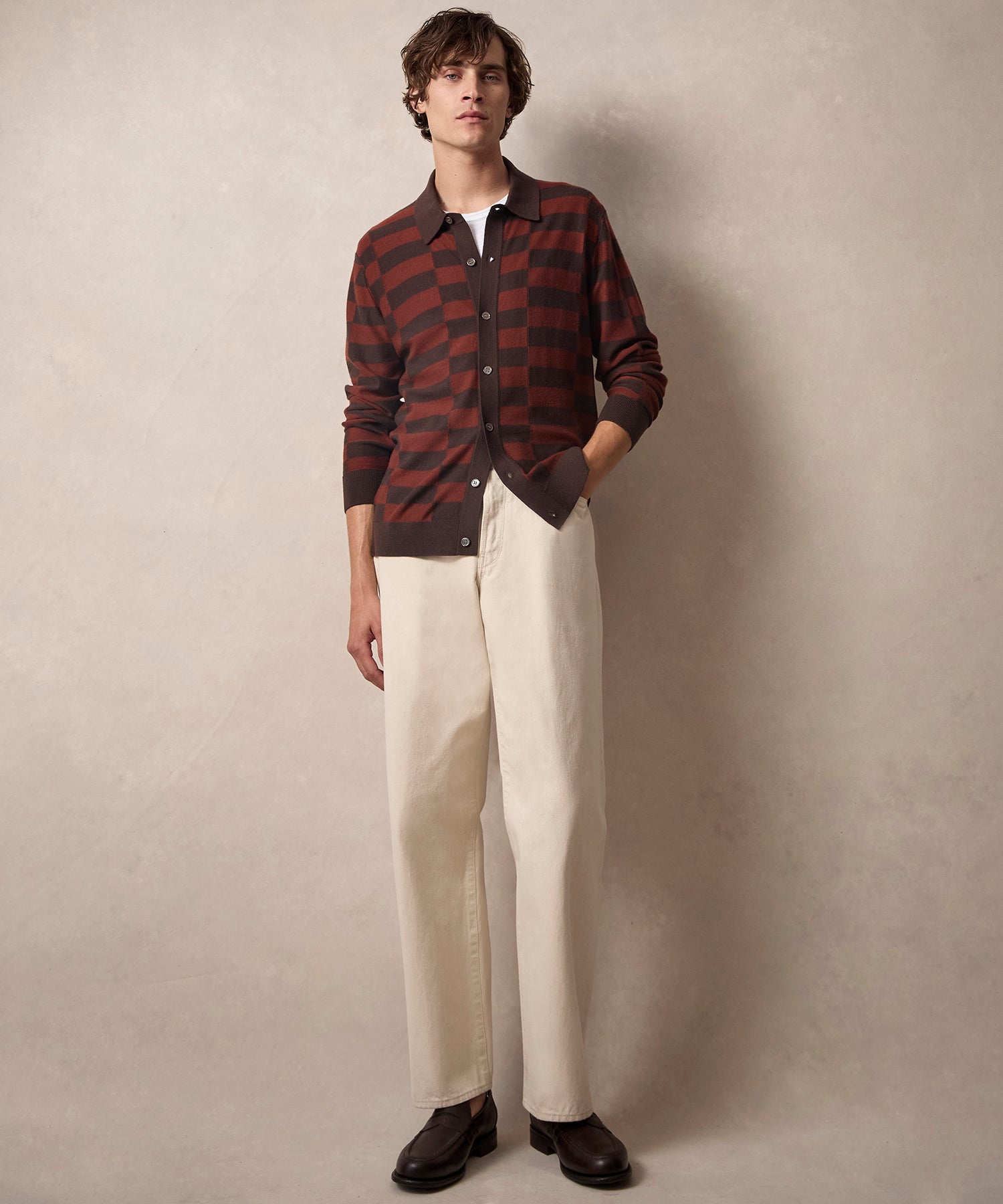 Merino Full-Placket Sweater Polo