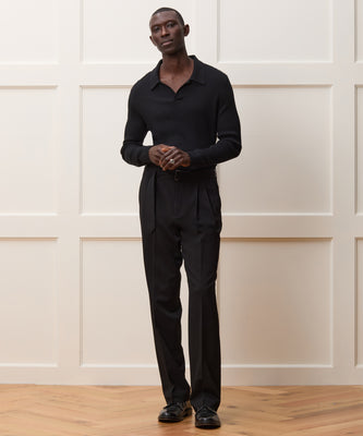 Italian Garment Dyed Cotton Gurkha Trouser in Black