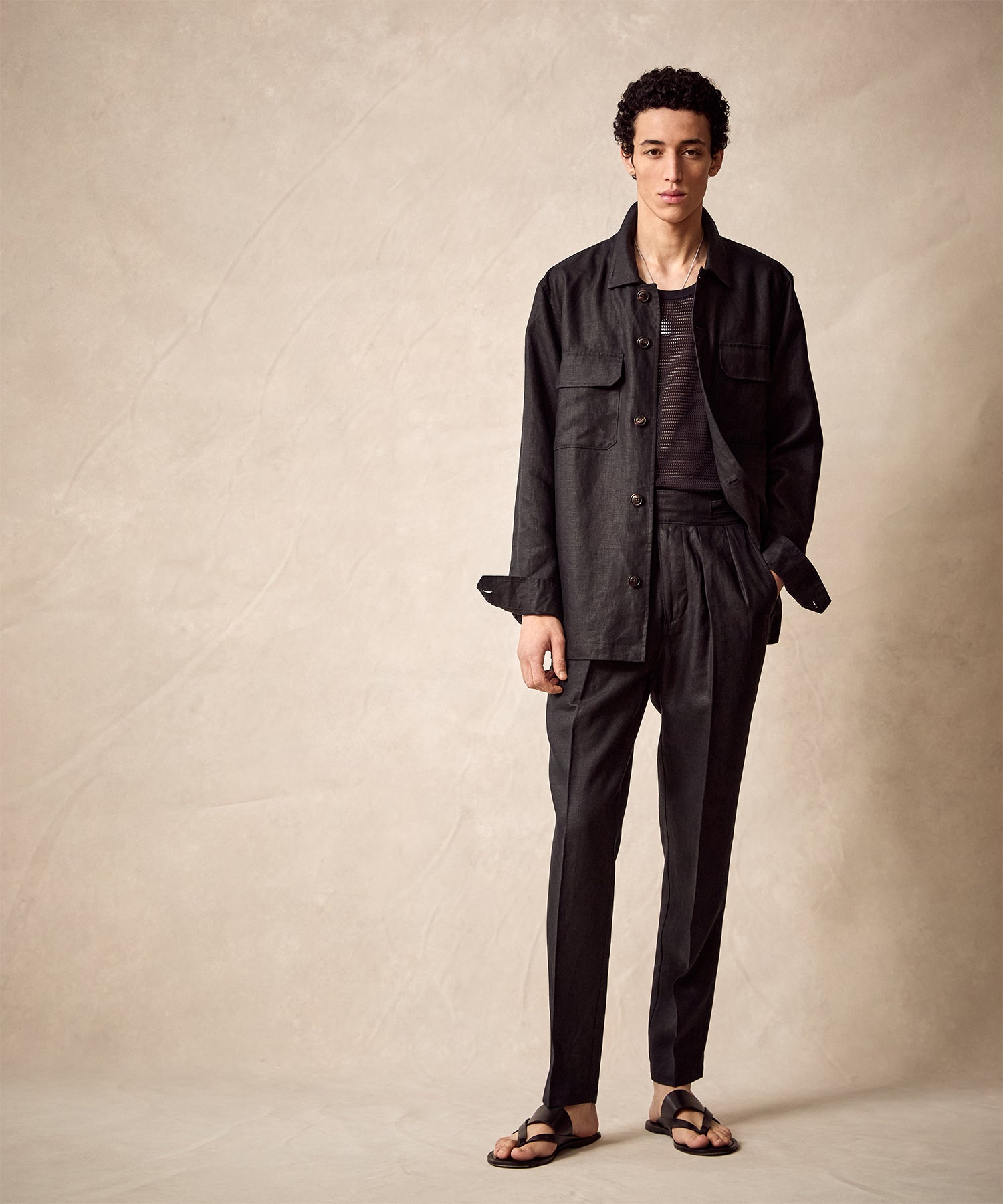 Irish Linen Gurkha Trouser in Black