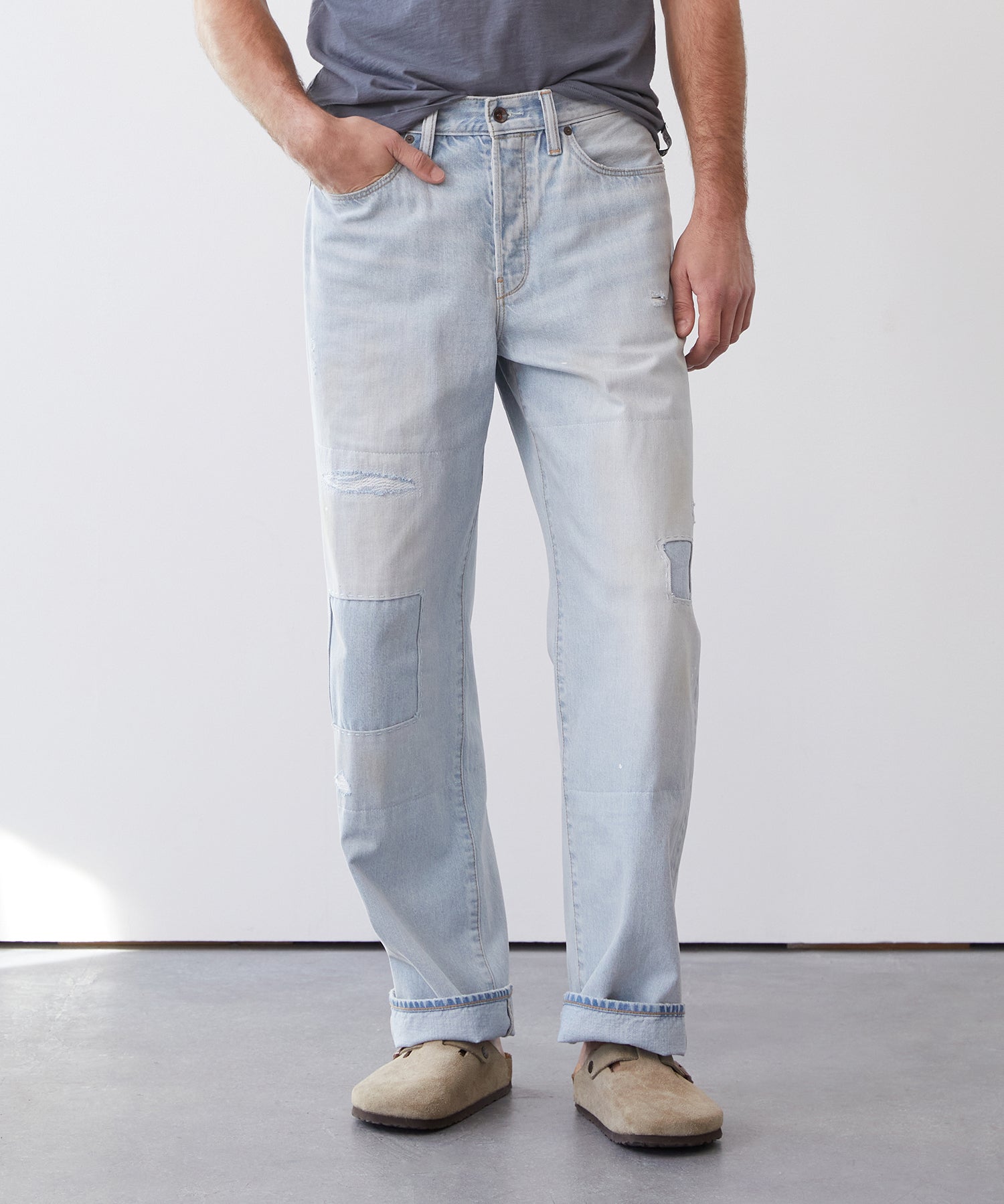 Relaxed Selvedge Jean in Distressed Patch and Repair