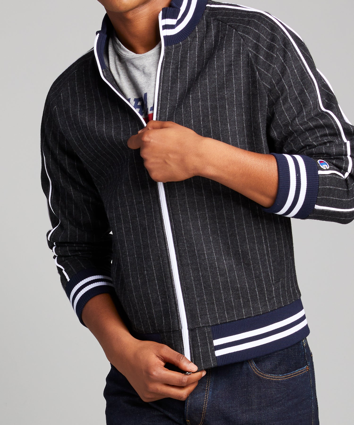 champion pinstripe sweatshirt