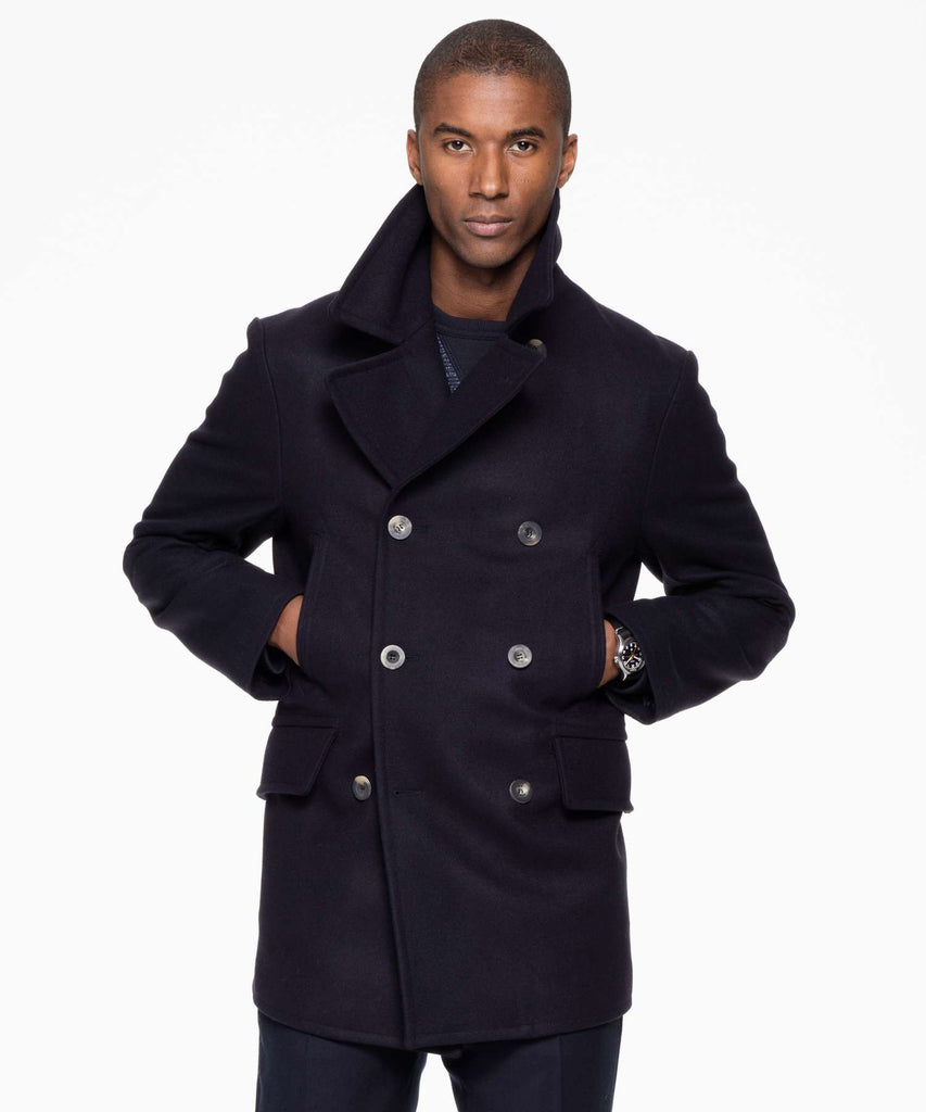 Todd Snyder + Private White Manchester Wool Peacoat in Navy