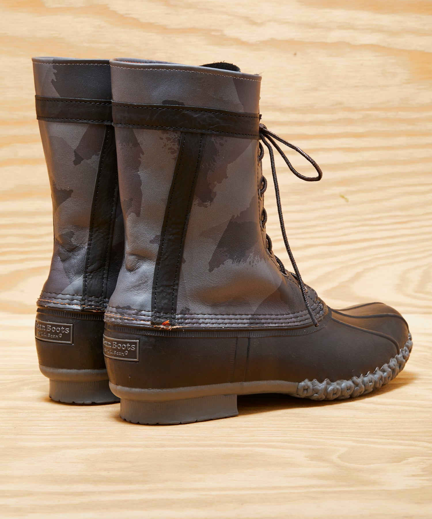 L.L.Bean x Todd Snyder Leather Bean Boots in Gray Camo