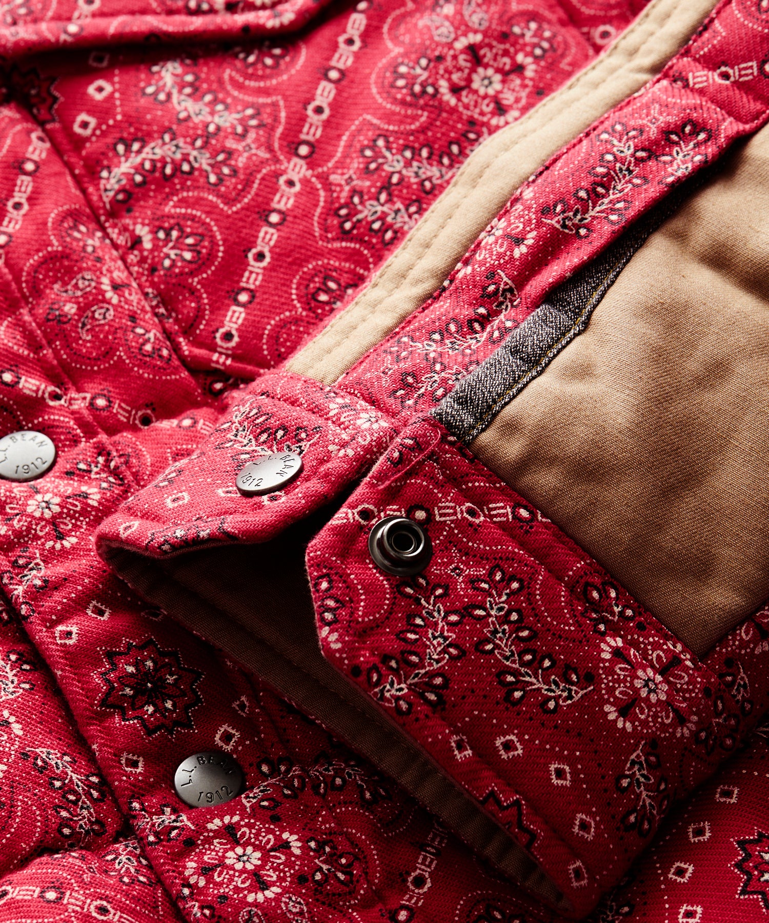 L.L.Bean x Todd Snyder Quilted Flannel Shirt in Red Bandana Print