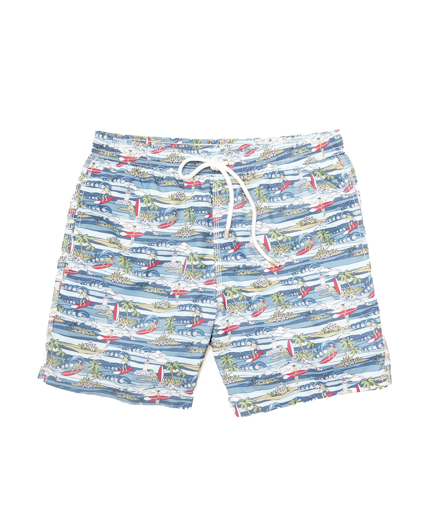 hawaiian print swim trunks