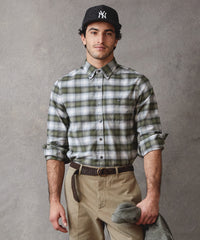 Green Ombre Check Flannel Button-Down Shirt