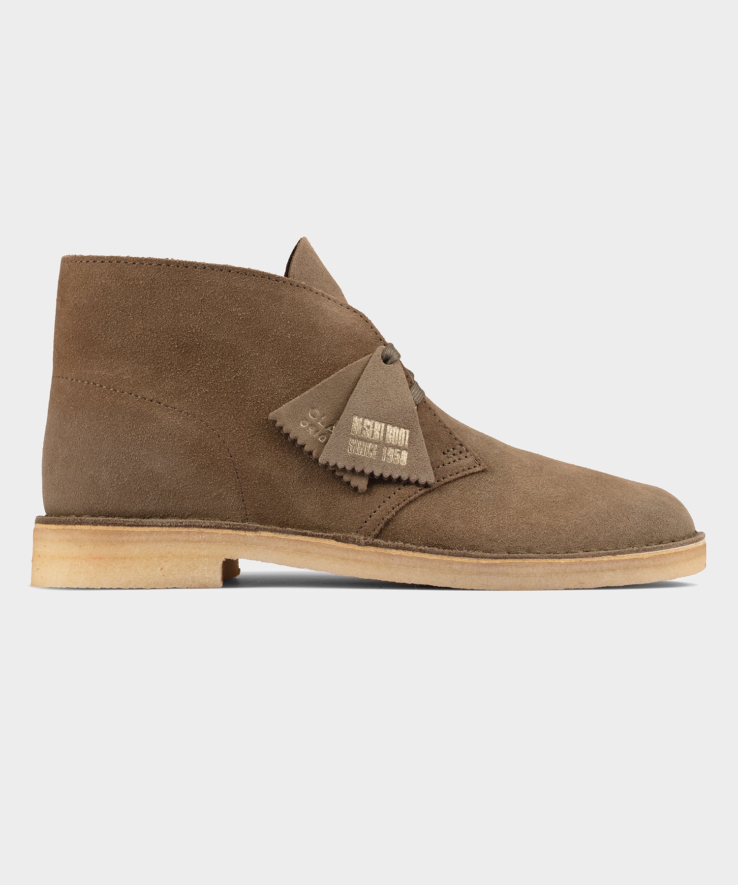 Clarks Desert Boot In Light Olive Suede 