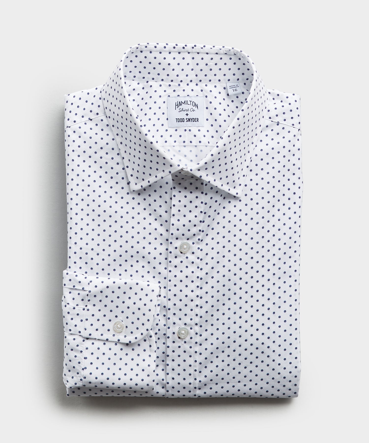 white dress shirt with dots