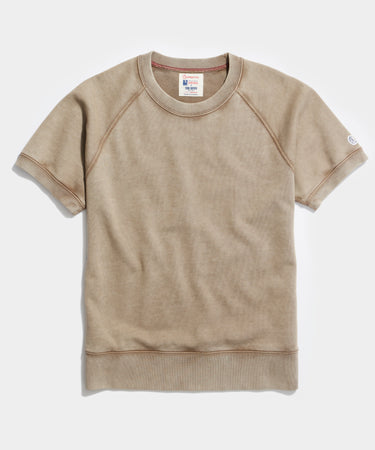 Sun-Faded Midweight Short Sleeve Sweatshirt in Toasted Almond - Todd Snyder
