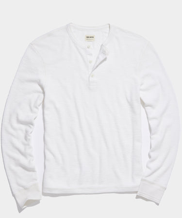 Lightweight Mini Waffle Henley in Antique White - Todd Snyder