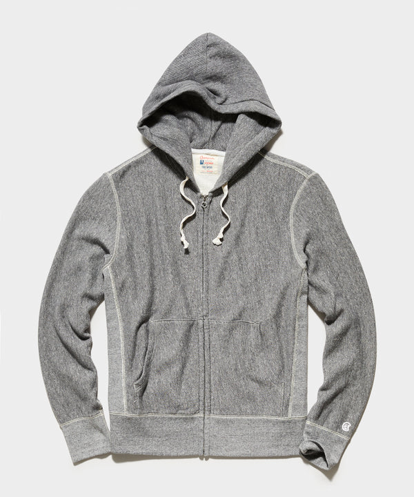 Midweight Full Zip Hoodie in Light Grey Mix - Todd Snyder