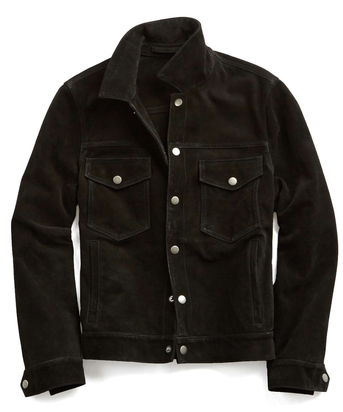 Italian Suede Snap Dylan Jacket in Black - Todd Snyder