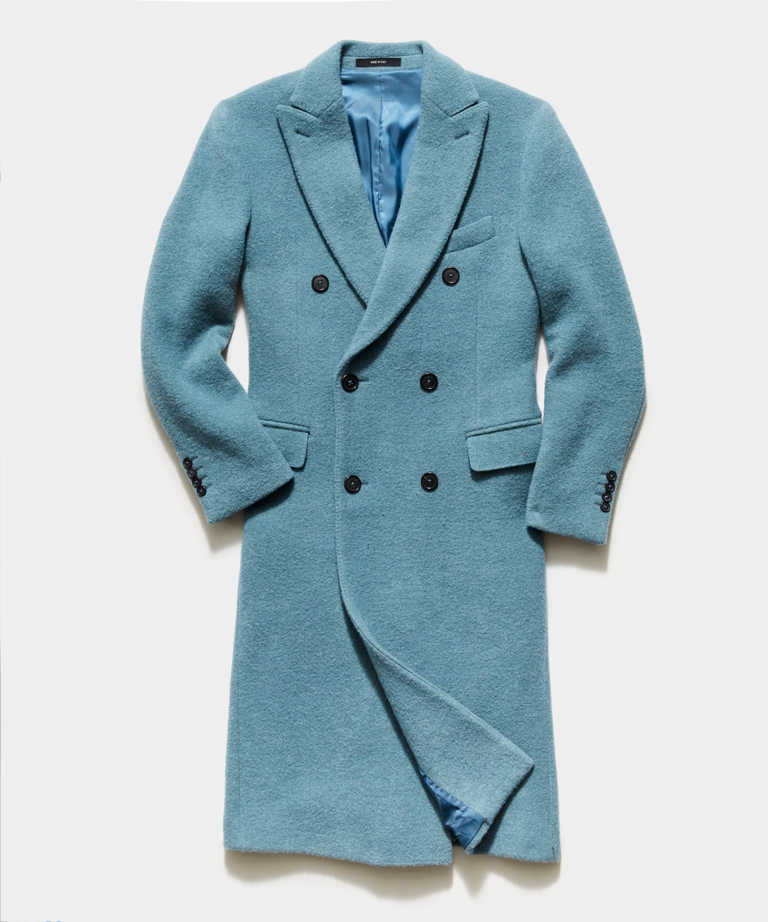 light blue boucle coat