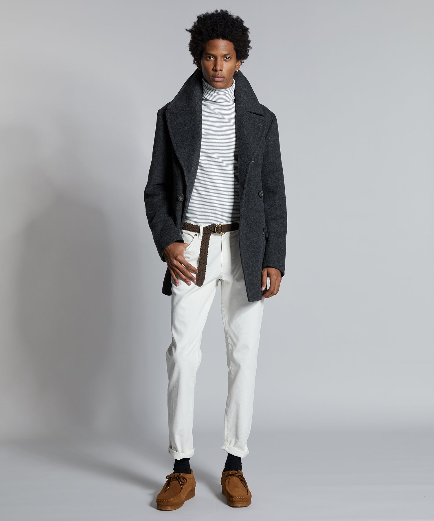 Todd Snyder + Private White Manchester Wool Cashmere Peacoat in Charco