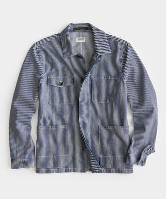 Selvedge Denim Chore Coat in Sun Faded Wash