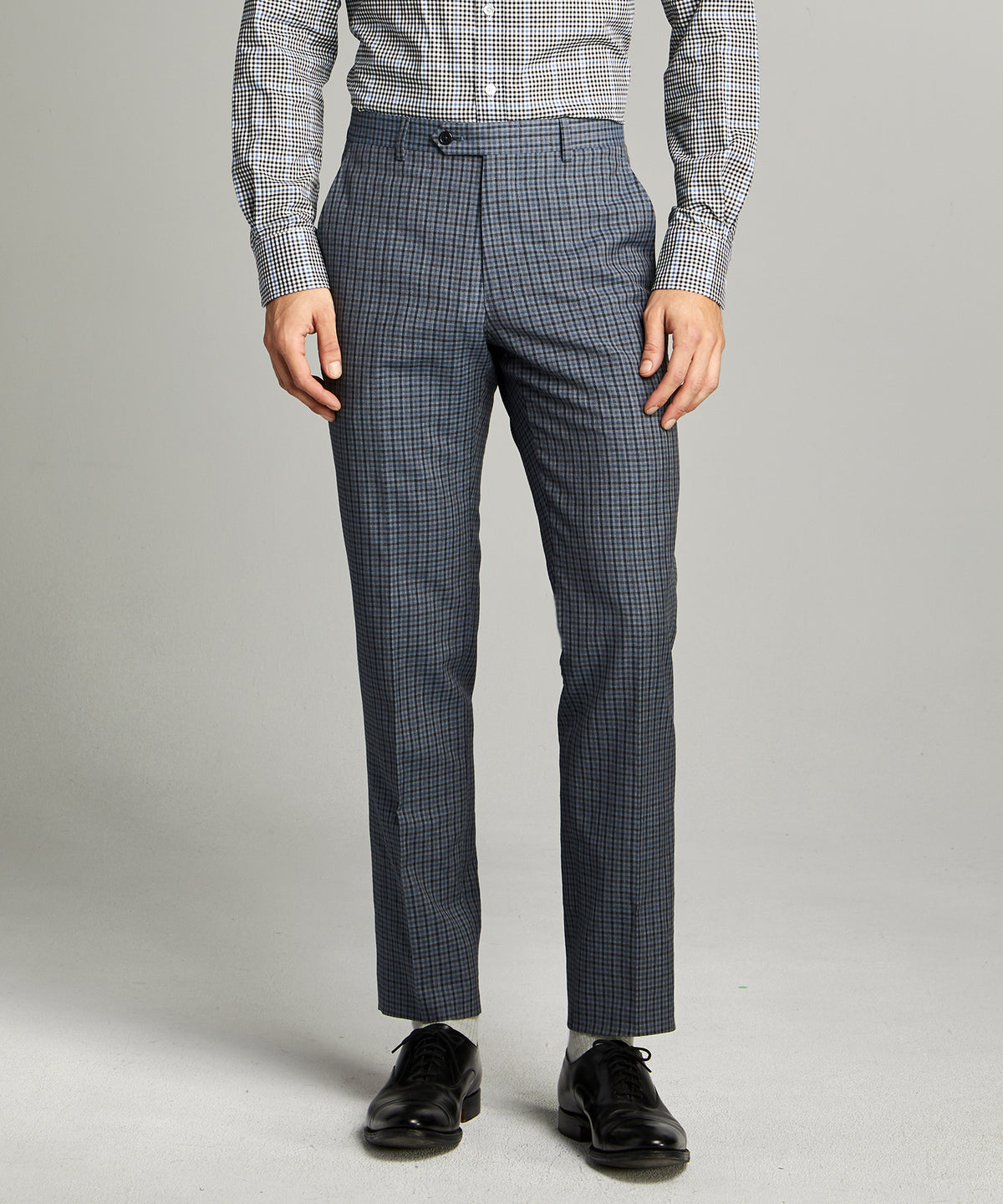Sutton Wool Linen Suit in Grey Navy Check - Todd Snyder