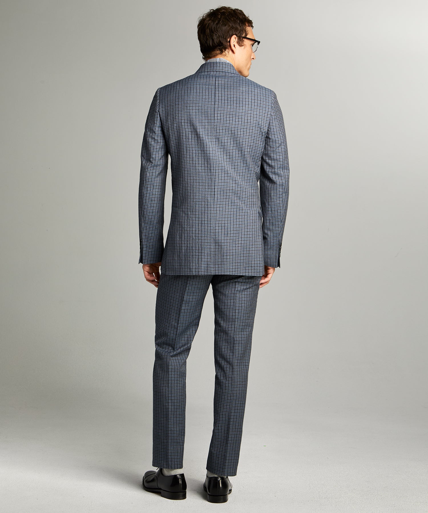 Sutton Wool Linen Suit in Grey Navy Check - Todd Snyder