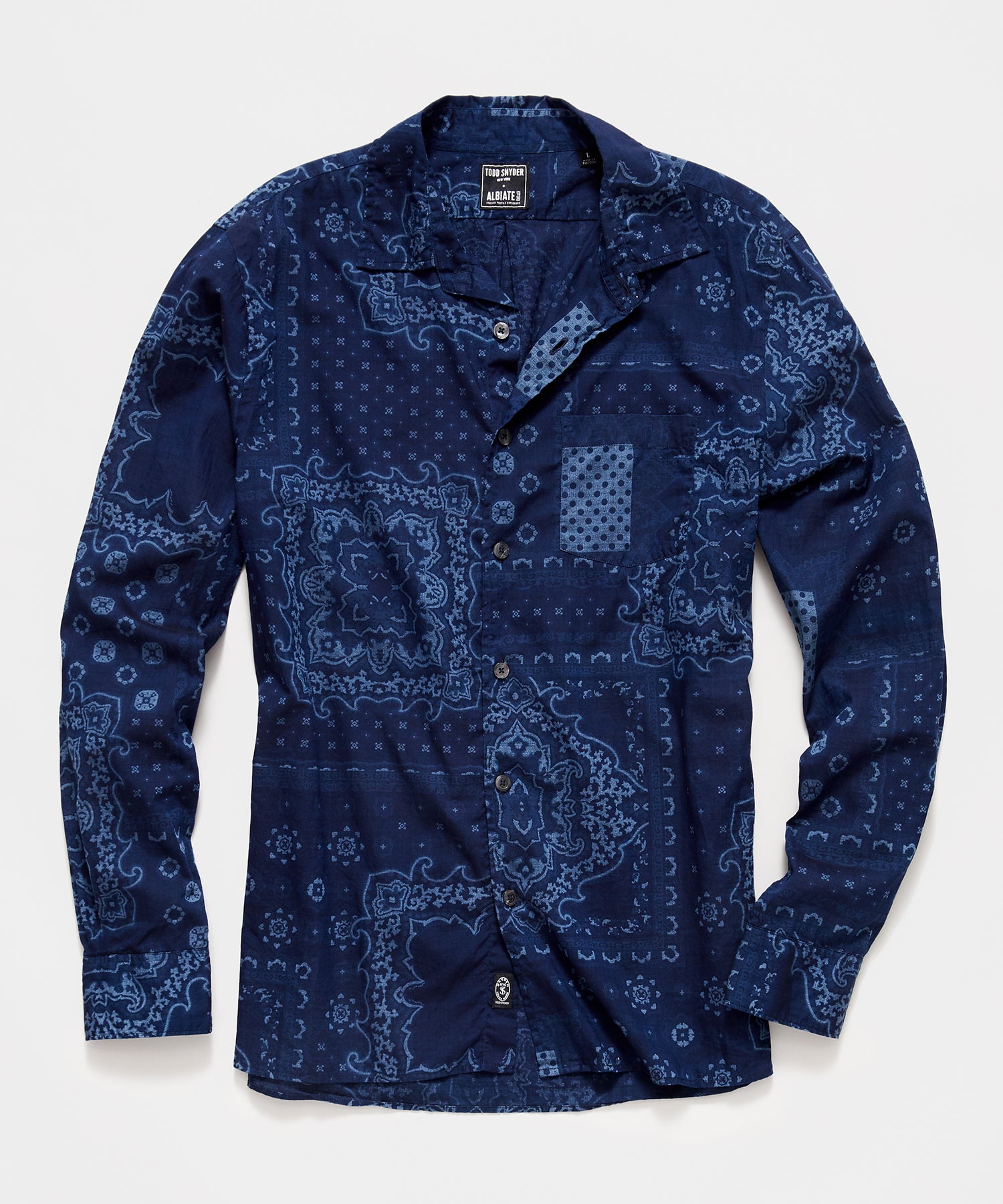 blue bandana print shirt