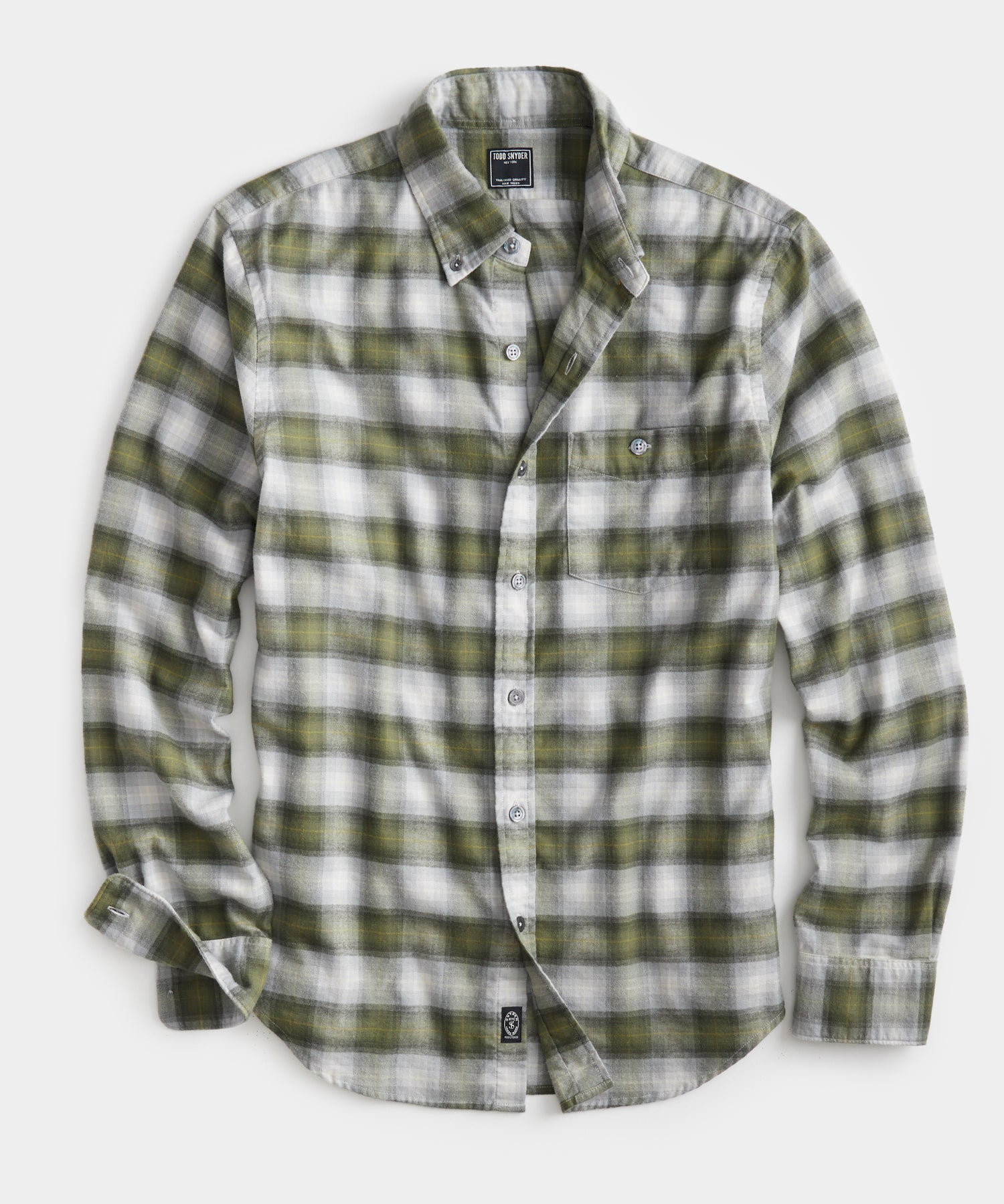 Green Ombre Check Flannel Button-Down Shirt