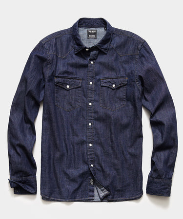 Denim Western Long Sleeve Shirt in Indigo - Todd Snyder