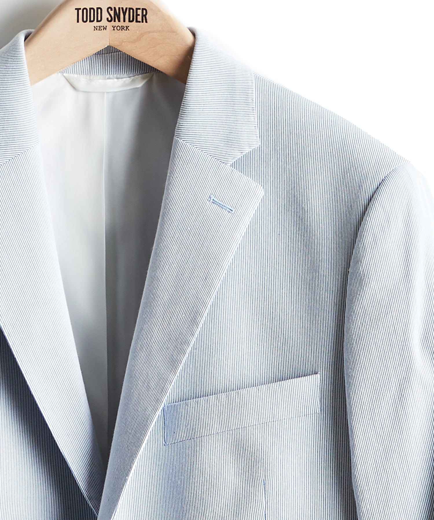 Fine Corded Cotton Stripe Sutton Suit in Blue