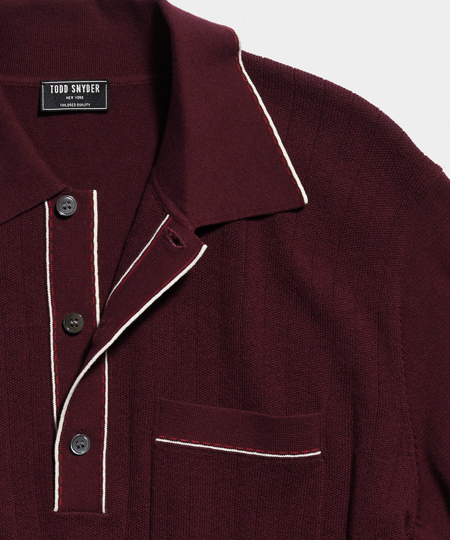 Cotton Silk Tipped Polo BURGUNDY Todd Snyder