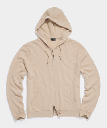 Cashmere Full Zip Hoodie in Burlap - Todd Snyder