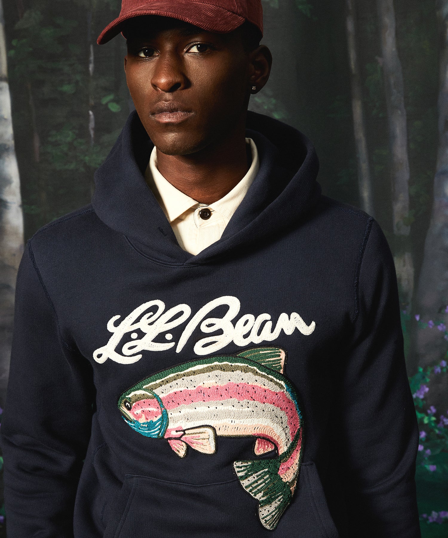 L.L.Bean x Todd Snyder Embroidered Sweatshirt Hoodie in Navy