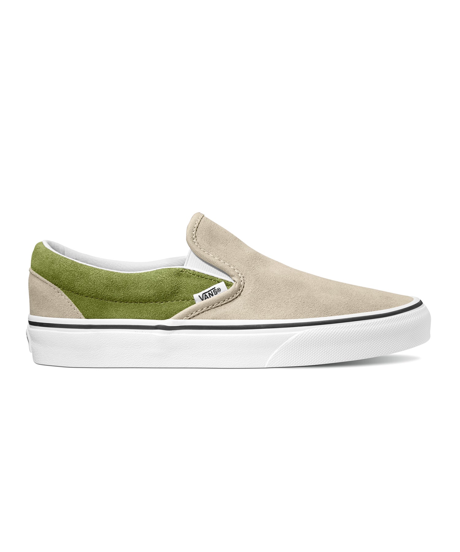 green suede vans slip ons