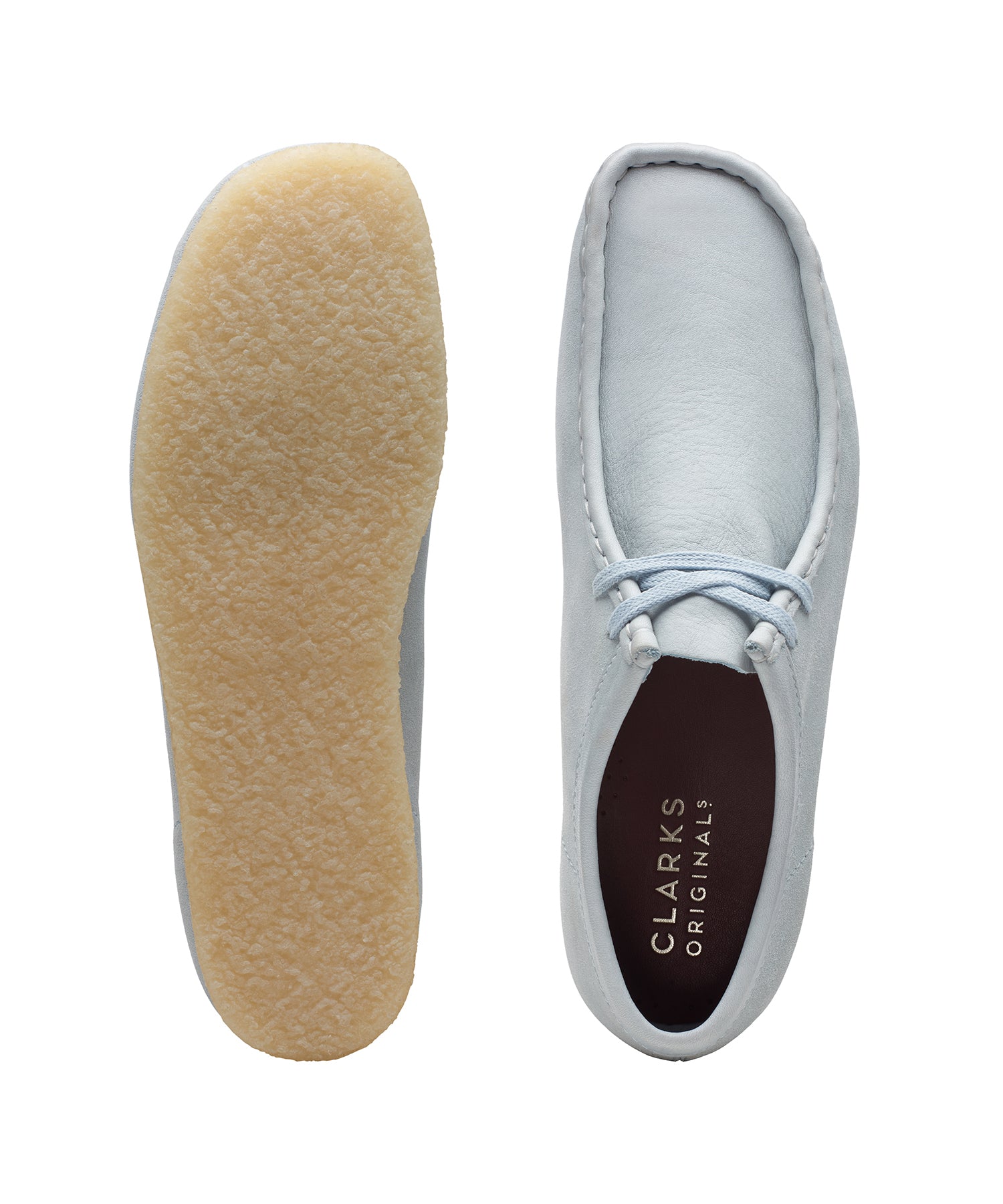 light blue clarks wallabees